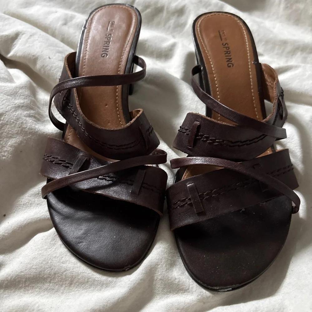 Call It Spring brown strappy kitten heel - Picture 2 of 3